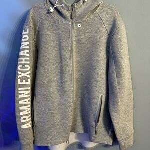 Armani Exchange Heather Gray Zip-Up Hoodie